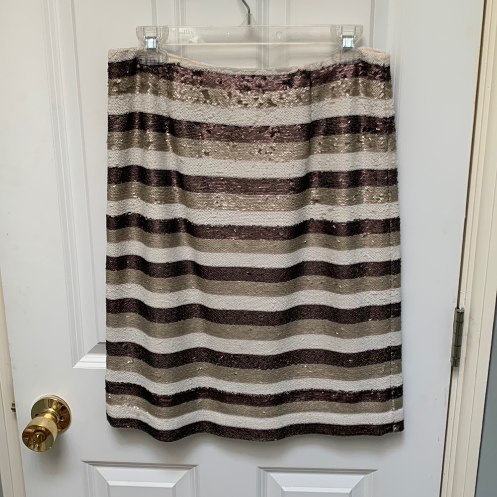 W by Worth Striped Sequined Pencil Skirt
